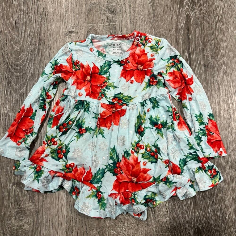 Posh Peanut 6-12m Poinsettia Bodysuit Dress